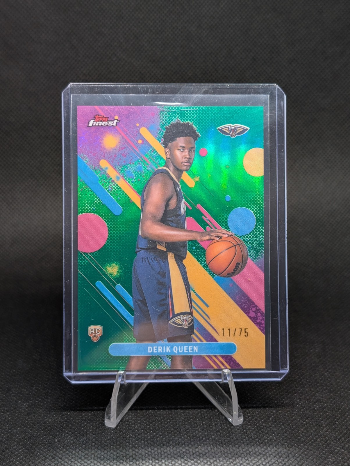 Derik Queen 2025-26 Topps Finest 11/75 Green RC Pelicans #13