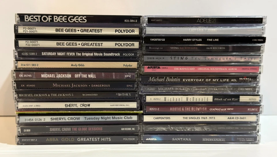 Pop Music 25 CD Lot Bee Gees Michael Jackson Lady Gaga Adele ABBA Sting Santana - Image 2 of 4