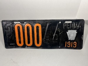 1919 Pennsylvania License Plate
