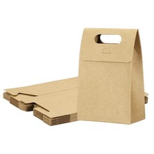 12Pcs Kraft Paper Bags 2.4x4x6 Inch Stand Up Gift Bag with Handles Brown