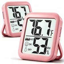 Antonki 2 Pack Room Thermometer Indoor Hygrometer 2 Pcs Pink