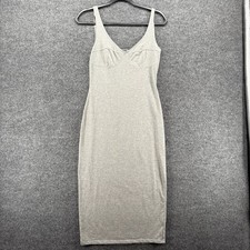 Reformation Dress Womens S Grey Slip Fitted Midi Stretch Preppy 90s Y2K Casual
