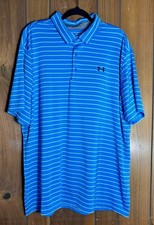 Under Armour Men's XXL The Playoff Polo Shirt Blue  Green Striped S/S - Golf