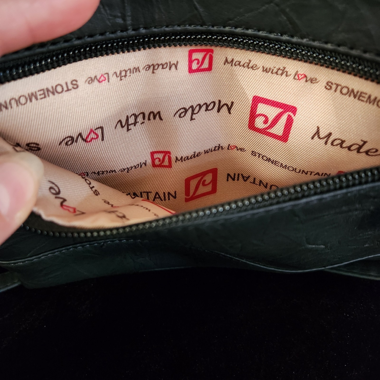 Stone Mountain Black Handbag Purse 3 Carrying Options NWT Bonded Leather