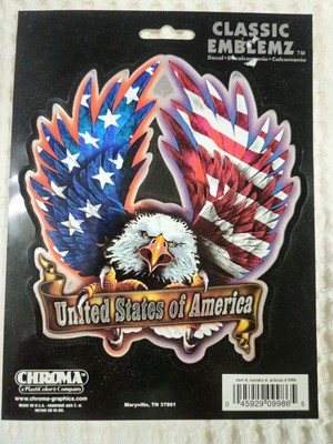Classic Emblemz Chroma Eagle Decal USA United States Patriotic Sticker New NOS