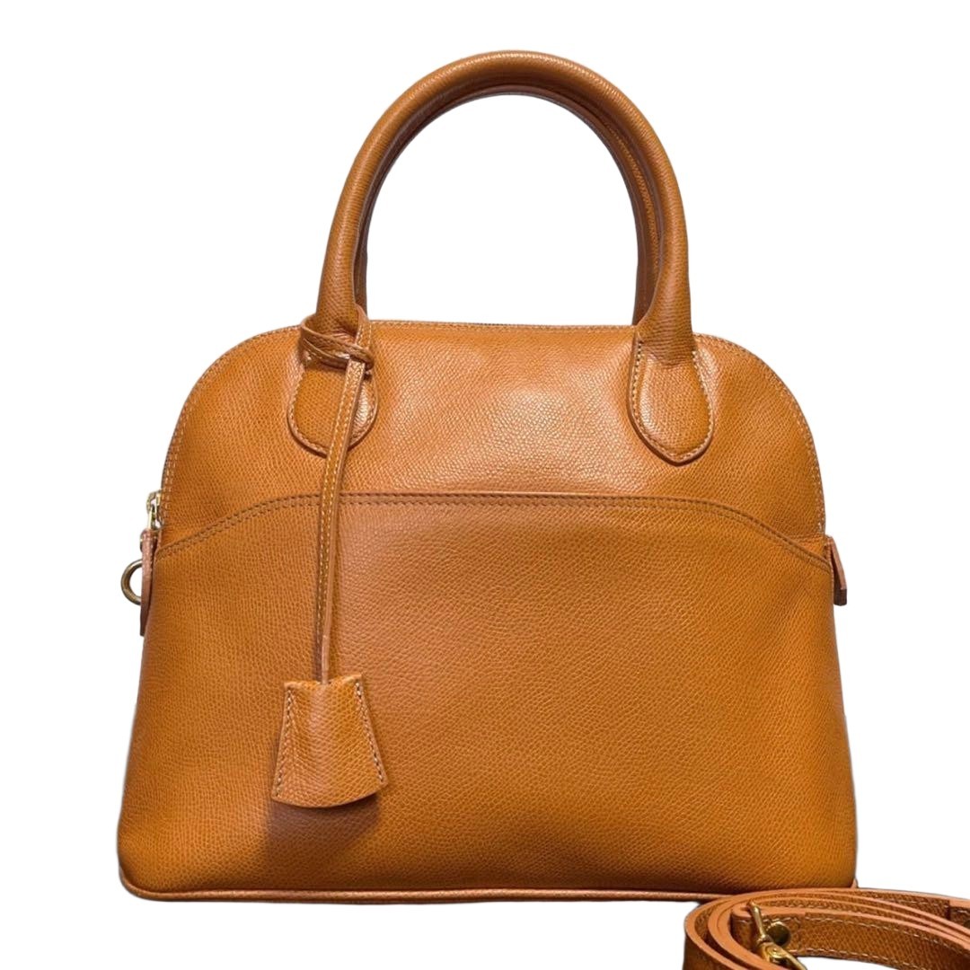 MORABITO DINA Orange Leather 2WAY Handbag Gold Hardware Authentic