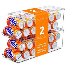 2 Pack Soda Can Organizer for Refrigerator, Stackable Canned Food Pop Cans Co...