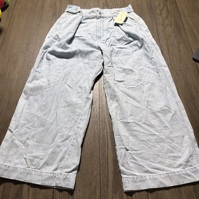 Women's High-Rise Cropped Two Way Denim Trousers Size 6 Universal Thread