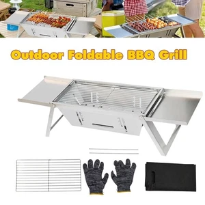 Camping pliable Charbon BBQ Grill Set en acier inoxydable extérieur Picnic Cooker