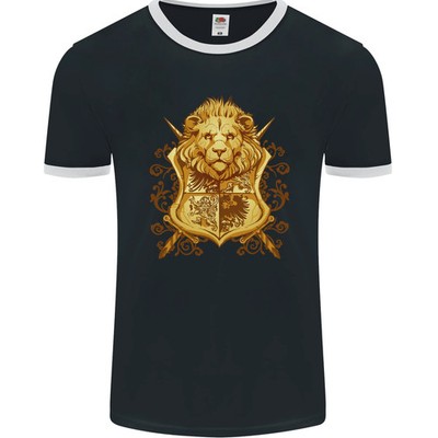 A Heraldic Lion Shield Coat of Arms Herren Ringer T-Shirt FotL