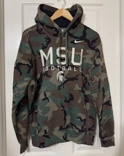 Nike Men s Small Michigan State Spartans Football Olive Camo Military Hoodie NEW
