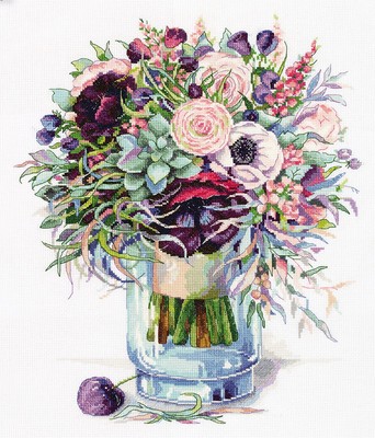 PANNA - Counted Cross Stitch Kit - Bouquet with Anemones - C-7159 - 16 Count ...
