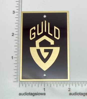 Guild Guitar Case Logo Badge Custom Made Gold Aluminum with Screws