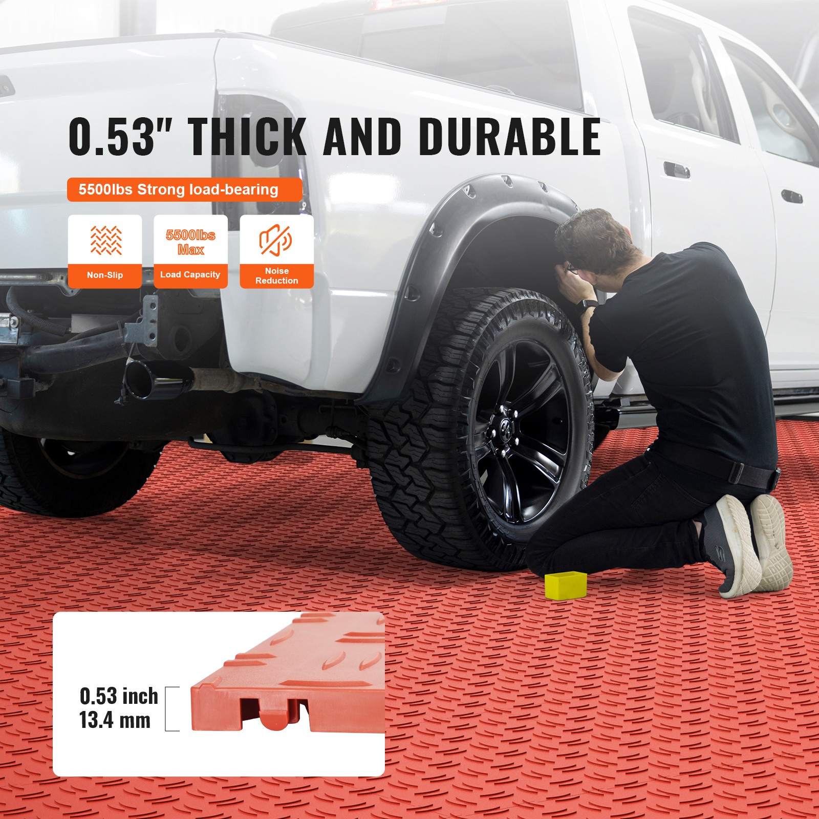 VEVOR Garage Tiles Interlocking 12x12 in 50 Pack Garage Flooring Tiles Red