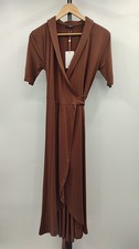 Quince Women Tencel Jersey Midi Wrap Dress Brown M