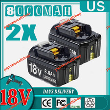 2Pack 8.0Ah Battery For Makita 18V Battery Li-Ion BL1830 BL1850 BL1860B Battery