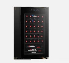 34-Bottle Wine Cooler Arctic King Premium Touch Control LED Lighting Black NEW
