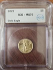 U.S. Mint Gold Eagle 2025 $5 1/10 oz ICG MS70 Coin 8884540126