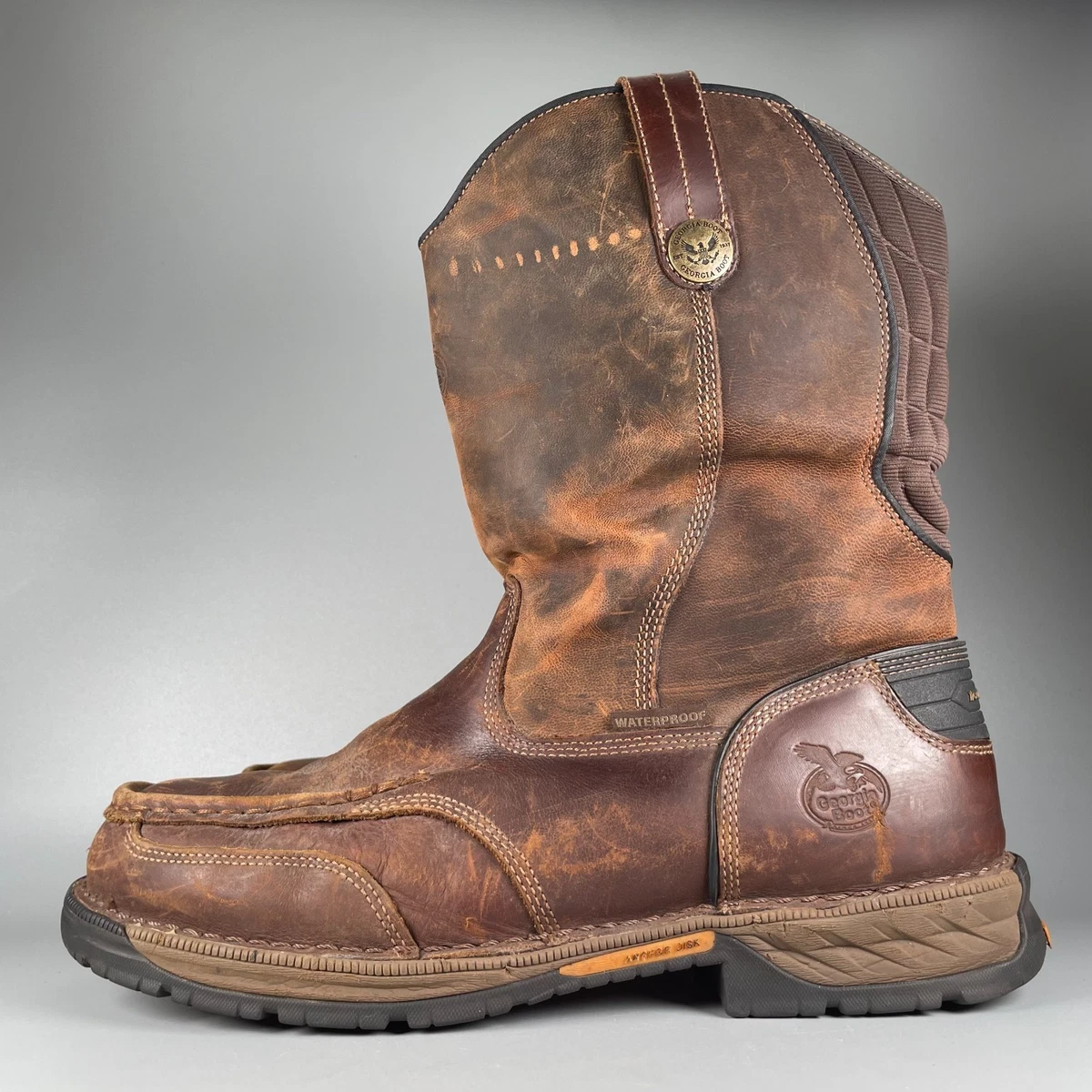 Georgia Boot Mens G006 Wellington Leather Work Boots Square Toe 9.5M Brown Ranch Mens Georgia Boot G4254 Wellington Waterproof | Mercari main image 4