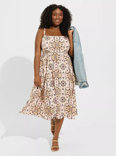 Womens Torrid Midi Wash Challis Sundress Medallion Multi Size 00 10 Medium NWT