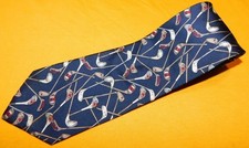 BERT PULITZER MADE IN U.S.A. BLUE/WHITE/RED GOLF CLUB MOTIF TIE - DESIGNER TIES