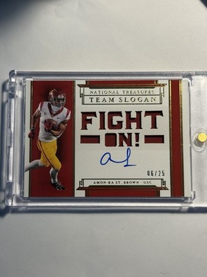 2021 Panini National Treasures Collegiate Team Slogan RPA Amon Ra St. Brown /25