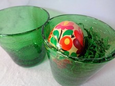 2 Bubbleglas Glas Grün Mundgeblasen Handarbeit Abriss Osterdekoration Teelicht 
