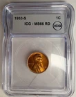 1953-S Lincoln Wheat Cent MS66 RD ICG
