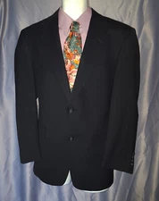 Hart Schaffner & Marx 100% Wool Black & Navy Thin Ribbed Stripe Sport Coat 38R