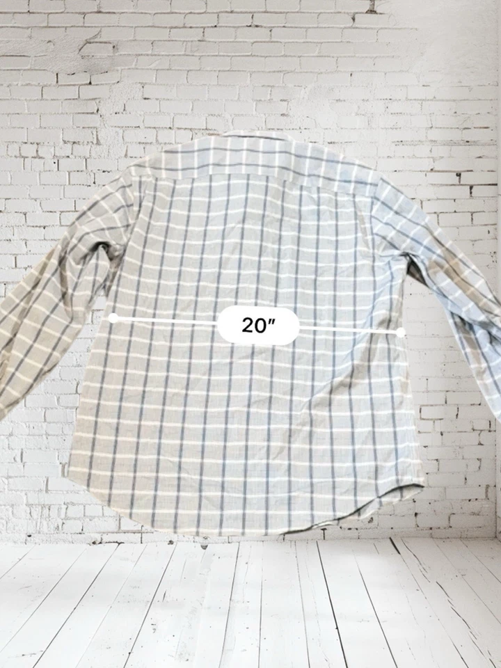 Camisa social masculina Egara xadrez Lg botão para baixo punho flip sem ferro Msrp$ 89- Nova - Imagem 4 de 4