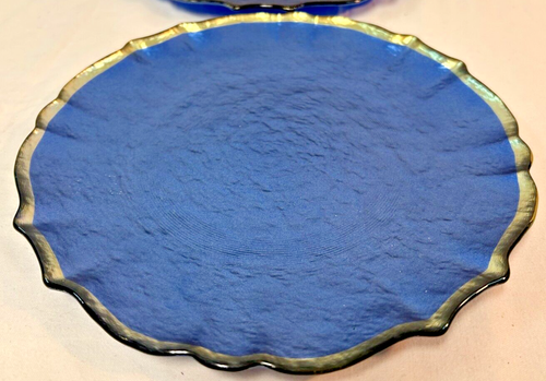 Viva Baroque Glass Cobalt Salad Plate 8.5" Fancy Wedding Dessert Appetizer Sa... - Picture 4 of 7