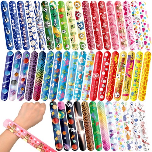 144PCS Slap Bracelets for Kids 8-12 Party Favors Christmas Gifts for Kids Sla...