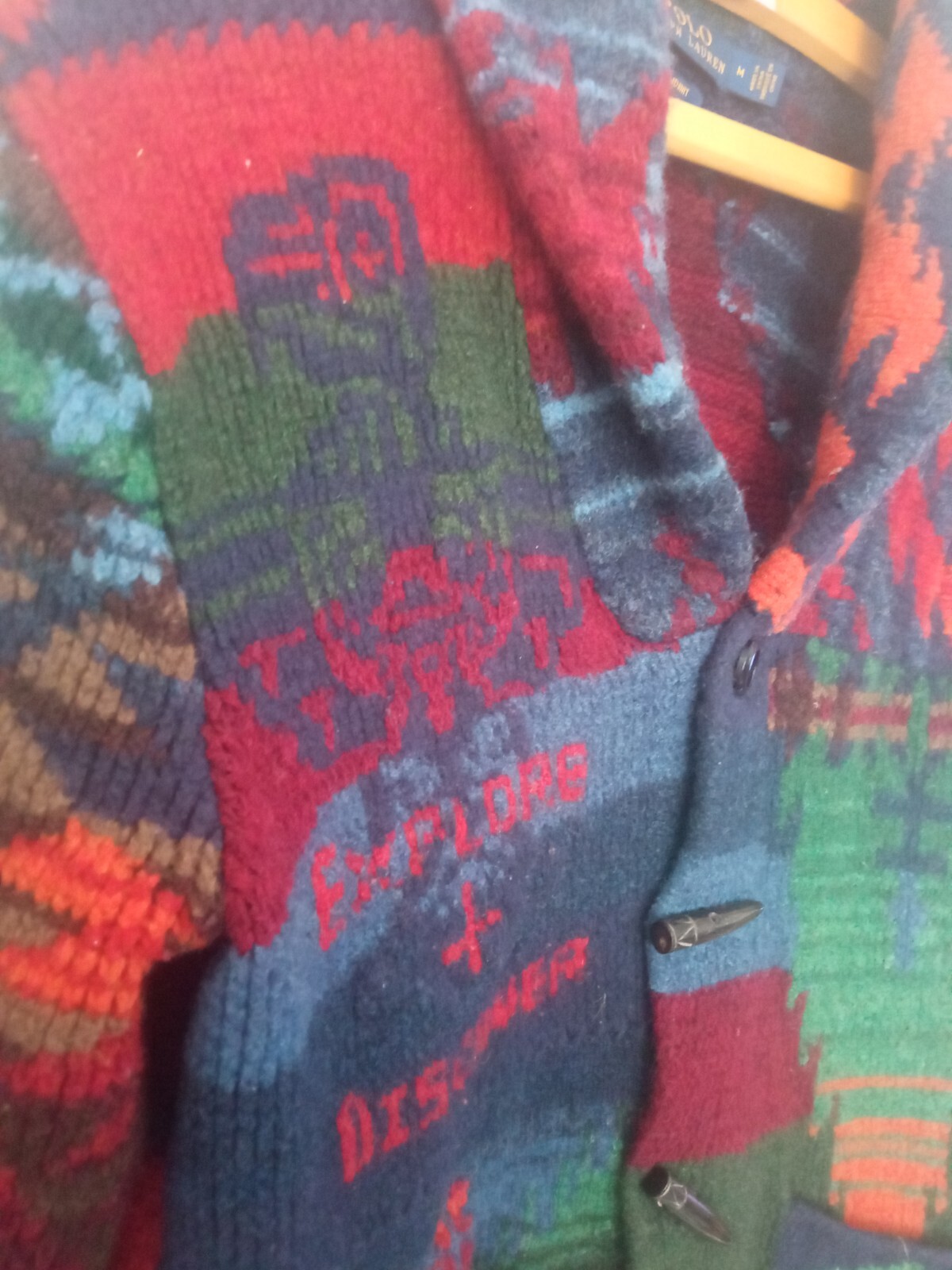 A Rare Polo Ralph Lauren Hand Knitted Aztec Cardigan Unisex image 3