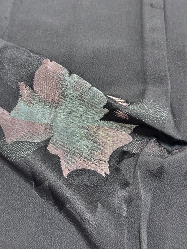 Vintage Japanese kiomono fabric silk Black Base v11 - Picture 4 of 7