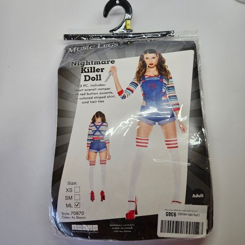 NEW Music Legs Nightmare Killer Doll Chucky Costume Set Size M/L Yandy - Picture 2 of 5