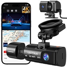 4K Dash Cam Front and Rear Inside, 2 Camera 3 Channels Dash Cam, Built-in 5G ...