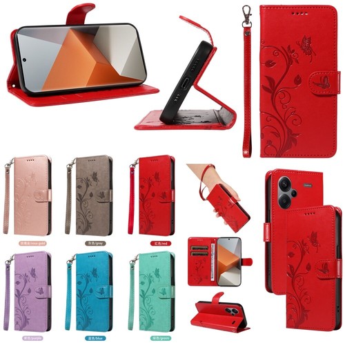 Butterfly Flower Leather Wallet Phone Case for Xiaomi Redmi Note 13 Pro 12 11 5G