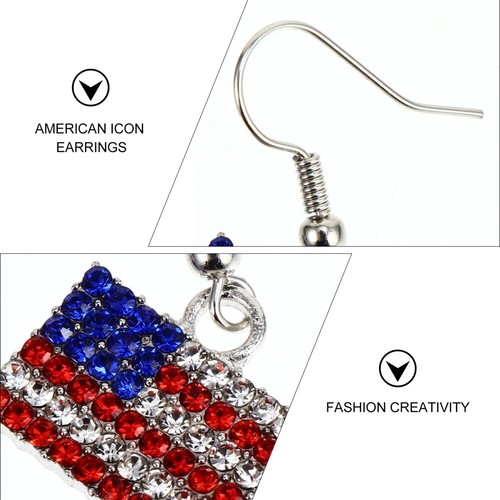 3 Pairs Rhinestone Earrings Eardrops Jewelry Earrings American Flag Earrings - Picture 7 of 14