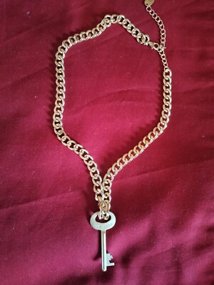 Authentic Vintage Rare Louis Vuitton Trunk Key with Gold Plated Chain Necklace