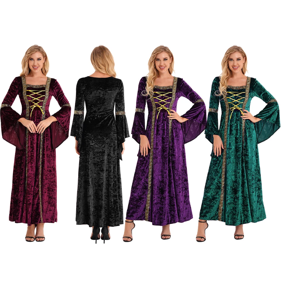 Woman Dresses Velvet Renaissance Costume Theme Party Gown Halloween Cosplay - Image 3 of 3