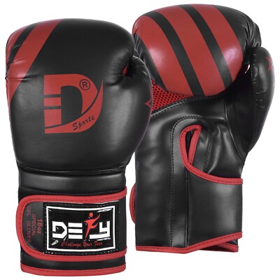 DEFY  Boxing Gloves Muay Thai Kick Boxing MMA Fight Sparring USA Designed RED