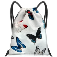 Drawstring Backpack Draw String Bag Sports Gym Bags Waterproof Z1-butterfly
