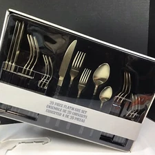 Disney Parks 50th Luxe Mickey Mouse Icon Black Gold Silverware Flatware 20 Piece
