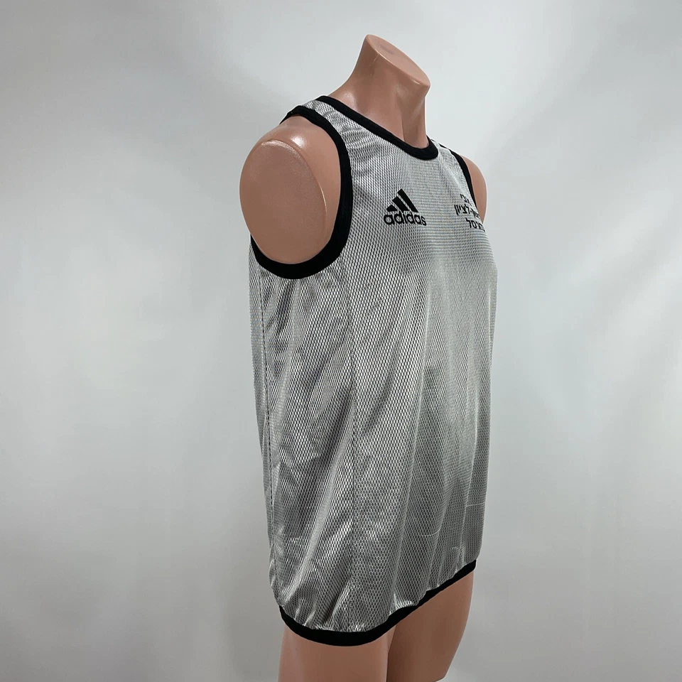 VTG 80s ADIDAS Gray Black Mesh Mens Tank Jersey Lightweight Activewear Sz L/XL - Image 4 of 4