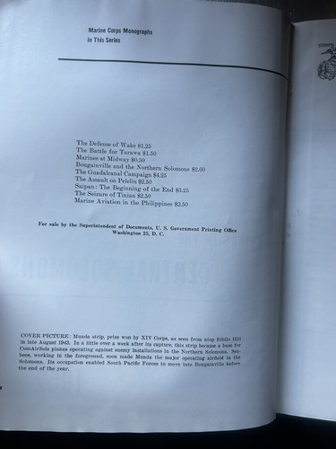 Marines in the Central Solomons by Major John N. Rentz HC 1952 W/Maps/Provenance - Picture 6 of 17