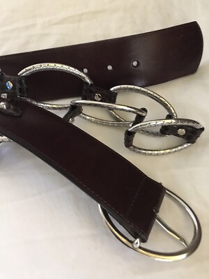 Brighton Charcoal Gray Leather Link Belt Ornate Silver Scroll Hardware Size 36 Silver Links Belt - Brighton main image 4