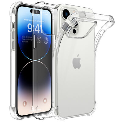 For iPhone 15 14 13 12 11 Pro Max Soft Silicone Clear Cover Shockproof Case Lot
