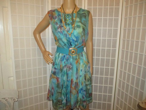 Miss Sixty sleeveless watercolor abstract print night out dress - Picture 11 of 13