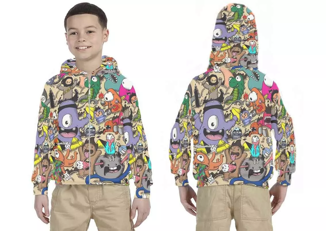 Kids Hoodie Monster Cartoon Design 7434105519519 Hoodie Unisex For