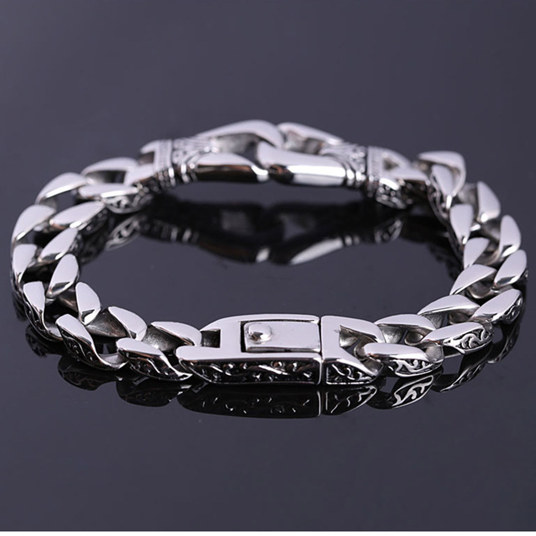 316L Stainless Steel Rosary Bead Bracelet For Women & Men - 8mm Width, 7.5 Inches (Silver) - View #6